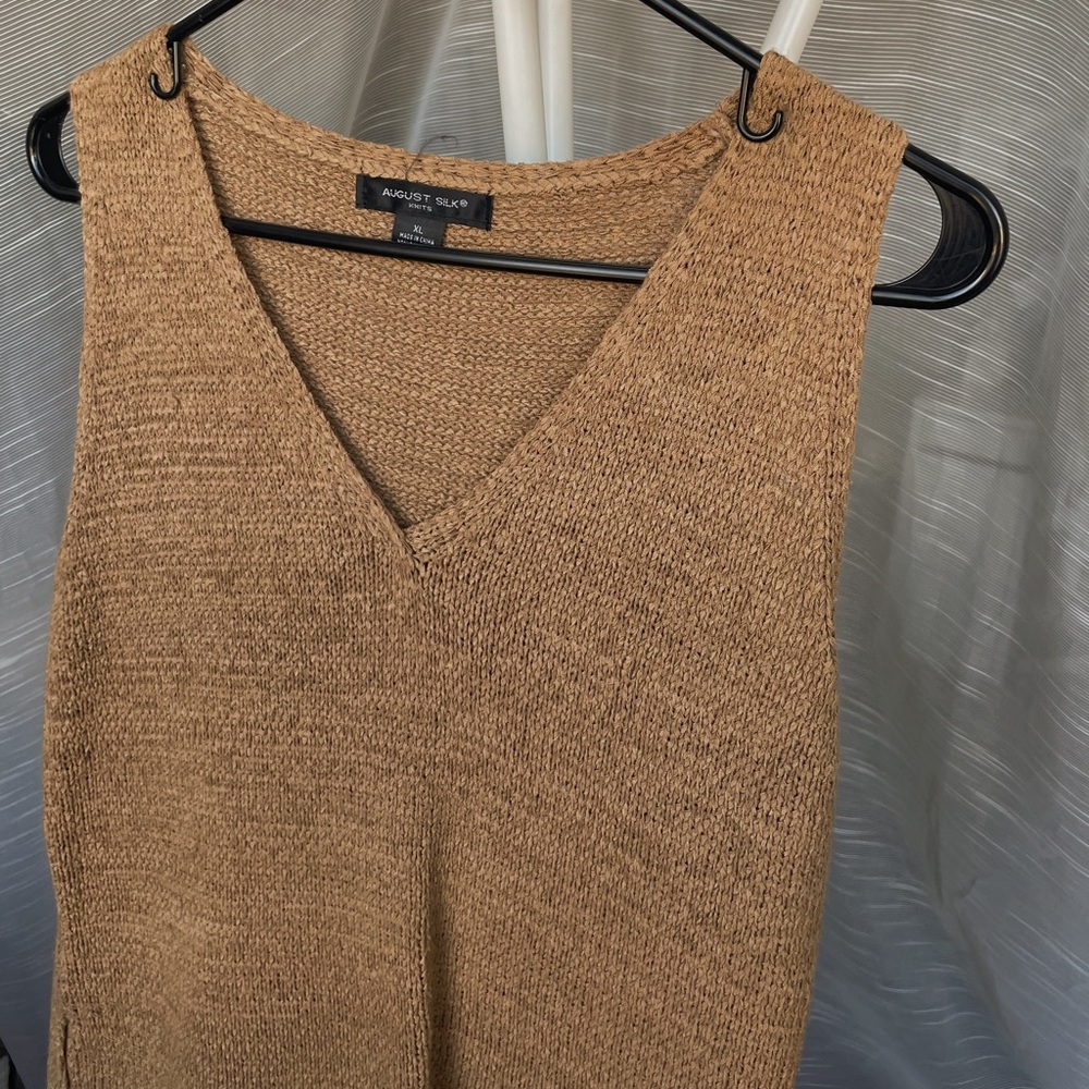 August Silk Brown Knit Sweater Vest